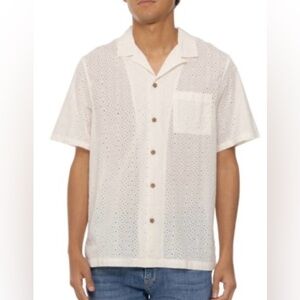 Lucky Brand Whisper White Eyelet Button Down Shirt